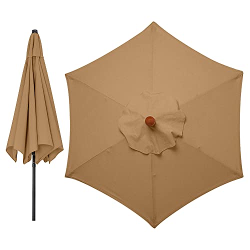 LMYDIDO Replacement Parasol Covers 3 Meters 6 Arms Parasol Replacement Canopy Garden Canopy Cover Replacement Cover for Parasol, Canopy ONLY (Kha