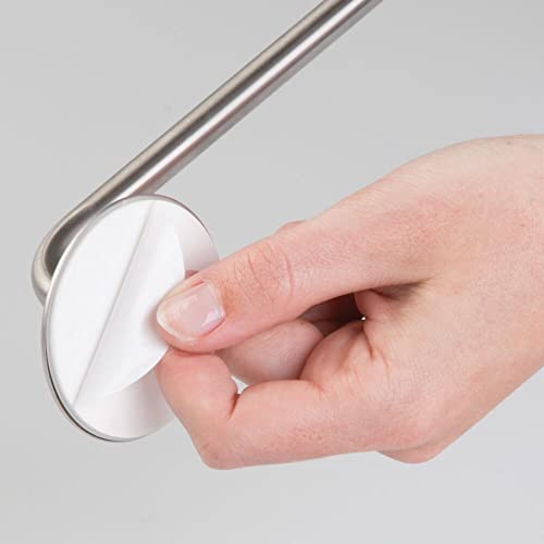 mDesign Set of 2 Self-Adhesive Kitchen Towel Rail - Durable Steel Dish Cloth and Towel Rack - Stick-On Towel Holders for the Kitchen - Matte Silv