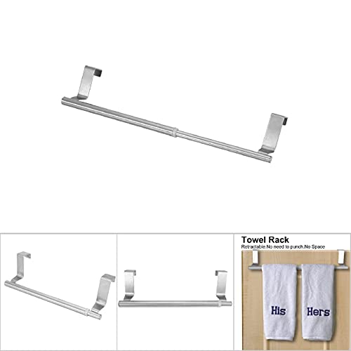 Over The Door Bath Towel Rack, Towel Rack Double Single Bar 30” bar Bedroom Shelf(34 Single) Stainless Steel Retractable Bath (34cm Retractable H