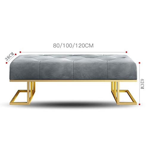 Comfy Decorative Footrest Stool for Bedroom Living Room Hallway,Velvet Upholstered Tufted Bedroom Bench,Modern Entryway Shoe Bench with Metal Bas