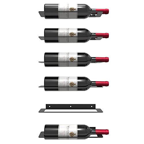 XMANTSEA Wine Rack Wall Mounted, Black Metal Iron Hanging Wine Bottle Holder, Wall Display Rack for Standard Wine Bottles, Rustic Wine Storage fo