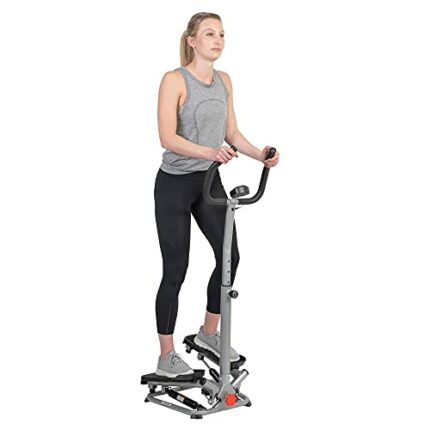 Sunny Health & Health Twister Stepper Machine, Height Adjustable Stepper, Stairs Step Exercise With Handlebars & LCD Monitor, Indoor Home Gym Wor
