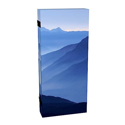 Red Lantern 3 ft. Short Double Sided Misty Mountain Canvas Folding Screen 6 Panel Freestanding Partition and Separator for Modern and Contemporar