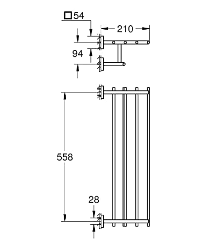 GROHE Start Cube Multi Towel Rack – Bathroom Wall Mounted Towel Shelf and Rail (Metal, Concealed Fastening, Including Screws and Dowels, Durable