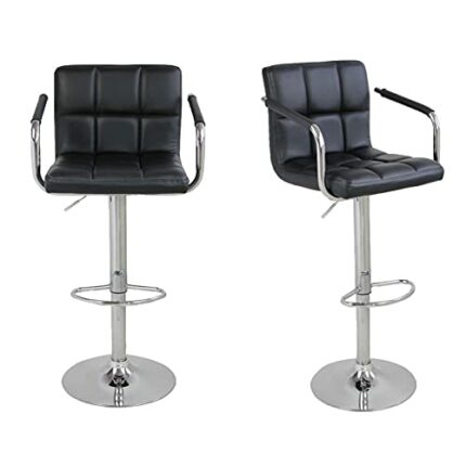WALNUT 2pcs SSJ-891 60-80cm 6 Checks Round Cushion Bar Stools with Armrest Bar Stools Spa Tattoo Massage Salon Furniture