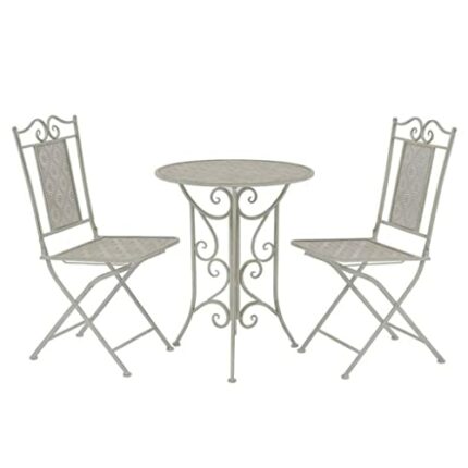 DLOETT 3 Piece Bistro Set Steel Garden Chairs and Table Set Outdoor Furniture Minimalist (Color : Argento, Size : Talla �nica)