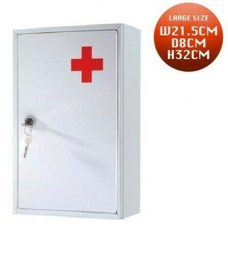 PaulStore Wall Mount First Aid Medical Medicine Metal Steel Cabinet Box Lockable Case Box
