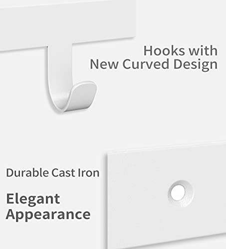 Livelab Towel Rack, Towel Racks for Bathroom Wall Mounted, 6 Hooks White Towel Holder for Bathroom Space Saving, Waterproof Rustproof Easy Instal