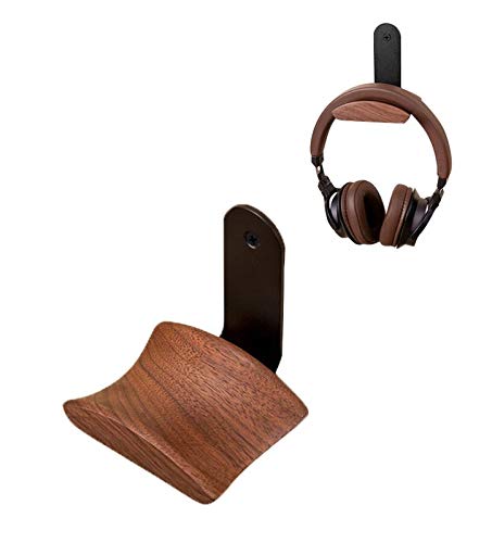 Headphone Hook Holder Hanger Mount,Headset Stand Hook Wall Mount Walnut Wood Headphone Holder for Audio,Studio &PC Gaming Headphones (walnut)