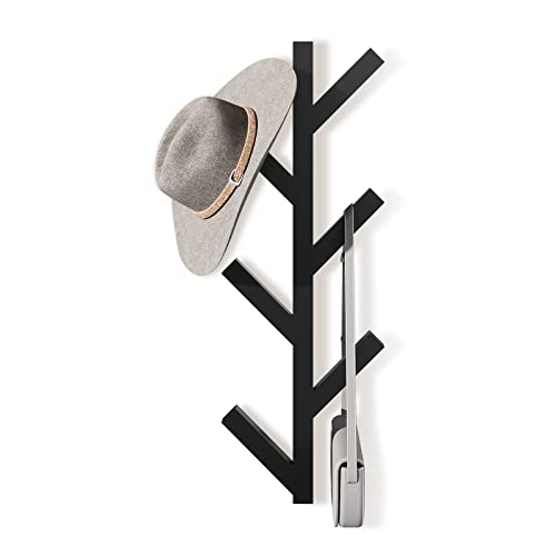 RRG Vertical Coat Rack Wall Mounted, Metal Vertical Hat Rack for Wall, Modern Wall Coat Tree for Hats, Jackets, Bags, Entryway Bedroom