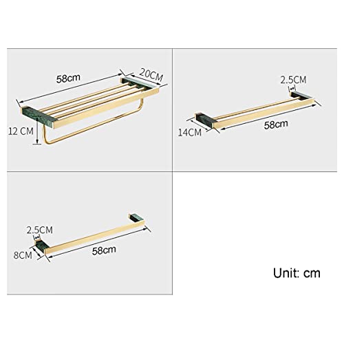 HIGOH Towel Racks,Towel Rail for Bathroom,Hand Towel Bar Marble Bathroom Towel Holder Wall Mount Brushed Brass,Bathroom Hardware Accessories/Bath