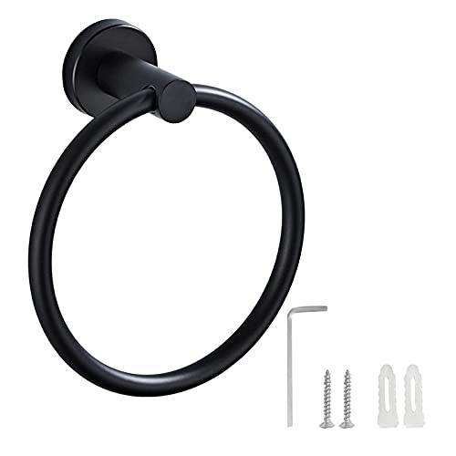 Morobor Rust-Proof Towel Ring, Dishcloth Holder for Bathroom and Kitchen, Stainless Steel Constructed Heavy Duty Bathroom Accessories, Matte Blac