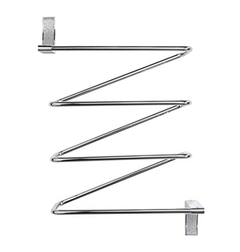 House & Homestyle Glimmer Chrome Bathroom Towel Storage Rack, Stylish Zig Zag Wall Mounted Towel Holder with Sparkling Faux Crystal Gems, Stores