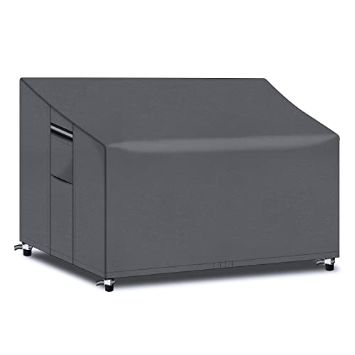 PATIO PLUS 2 Seater Garden Bench Cover Waterproof with Air Vent 134x66x63/89cm for Outdoor Garden Bench Tear Resistant 600D Oxford (Black)