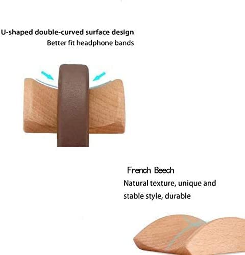 ggf Headphone Hanger Holder PC Gaming Headset Stand Hook Desk Earphone Hanger Stand wall Mount with Beech Headrest for Over-ear Headphones(Beech-