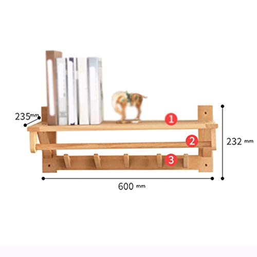 N/A Hanging Entryway Shelf Wall Mounted Coat Rack Storage Cabinets with Hooks Wood Display Home Decor Furniture