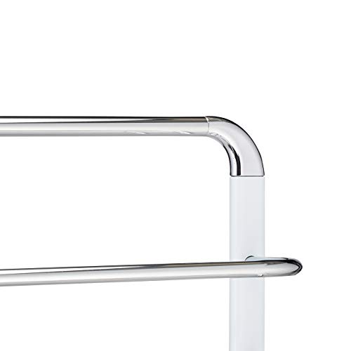 Relaxdays Towel Rack, Chromed Metal Towel Holder, HWD 80x45x20 cm, Clothes Valet, 3 Rails, White/Silver
