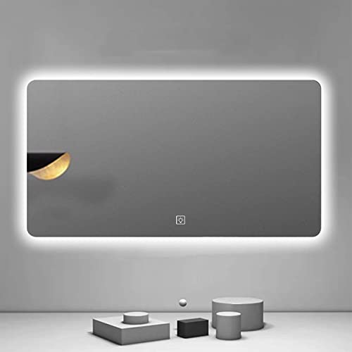 Smart Bathroom Led Wallmounted Bathroom Toilet with Light, Makeup Antifog Touch Screen Bathroom Mirror, White Lightsingle Touch