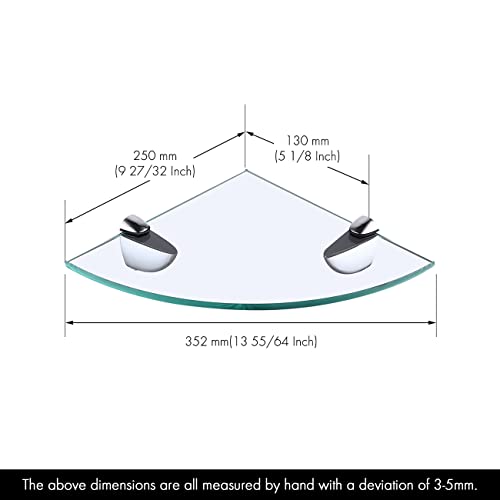 KES Shower Corner Glass Shelf 8MM Thick Tempered Glass, Bathroom Shelves Wall Mounted Triangular Polished Chrome Bracket, BGS3100