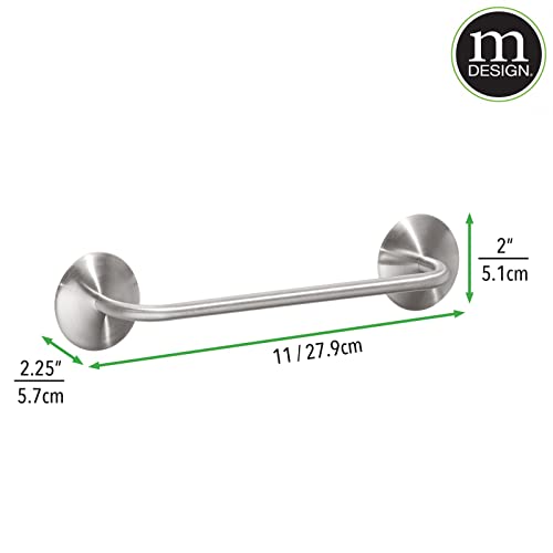 mDesign Self-Adhesive Kitchen Towel Rail - Set of 2 - Durable Stainless Steel Dish Cloth and Towel Rack - Stick-On Towel Holders for the Kitchen