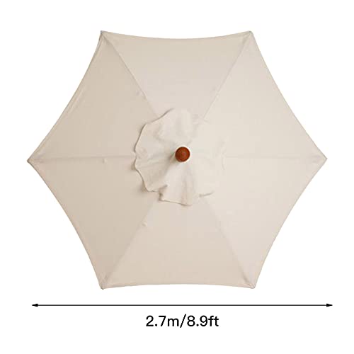 KHBNHJ Sun Umbrella Replacement Cloth, 2.7M Garden Parasol Canopy Cover for Patio Sun Umbrella, Market Table Umbrella Replacement Canopy Beige, 6