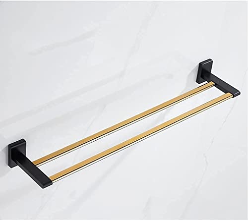 HIGOH Towel Rack Bathroom Bathroom Towel Rail Rack Holder Double Towel Bar Hanger Wall Mount Towel Rack Contemporary Style Tower Hanger Bathroom