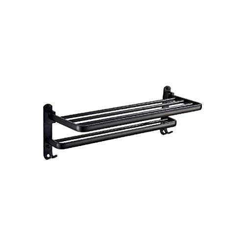 RSOCHS Multifunctional Towel Rack -Bathroom Lavatory Towel Rack Towel Shelf with Towel Bars Wall Mount Holder,Stainless Steel Matte Black