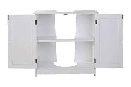 Premier Housewares White Pedestal Sink Under Sink Unit Kitchen Sink Bathroom Under Sink Cabinet Under Basin Storage Undersink Cabinets h60xw60xd3