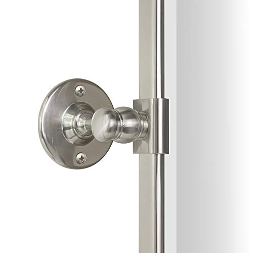 TEHOME 20 x 24 inch Farmhouse Nickel Metal Framed Pivot Rectangle Bathroom Mirror Rounded Rectangluar Tilting Beveled Vanity Mirrors for Wall