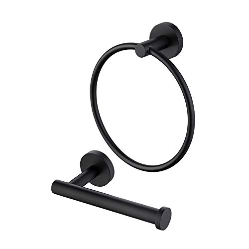 KES Toilet Roll Holder and Towel Ring Set, Bathroom Hardware Set Bathroom Accessory Set 2 Pieces SUS304 Stainless Steel Wall Mounted Brushed Fini