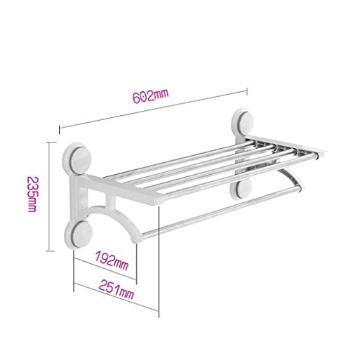 N/A Stainless Steel Powerful Suction Cup Towel Bar for Bathroom, Towel Bar Wall Mount Towel Rack