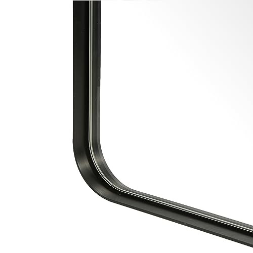 JENBELY 22x30 Inch Bronze Bathroom Mirror, Brushed Brass Gold Metal Framed Rectangular Mirror with Rounded Corner, Bathroom Vanity Mirror for Bed