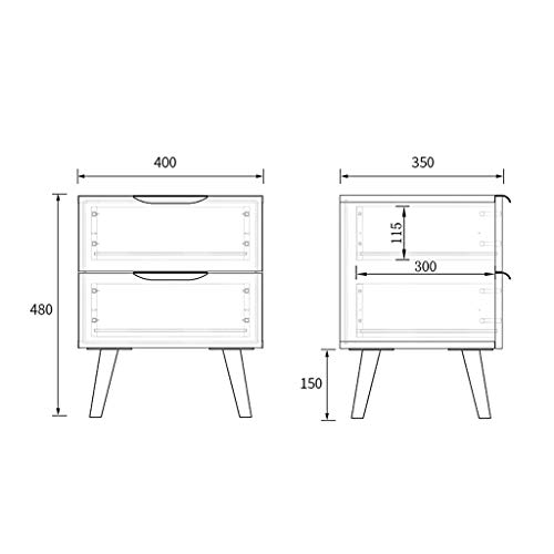JYDQM 2 Drawer Wooden Nightstand with Metal Pulls and Hairpin Legs, White and Gold,Mini Locker for Living for Bedroom