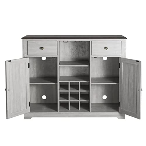 DSHGDJF Kitchen Sideboard With X-Shaped Sliding Doors And Storage Shelves Wine Cooler Wooden Storage Buffet For Kitchen