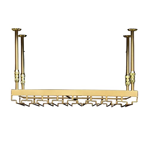 EYLINK Industrial Vintage Metal Wine Rack, Ceiling Mounted Hanging Wine Bottle Holder, Goblet Stemware Stand, For Bars Restaurants Kitchens, Big