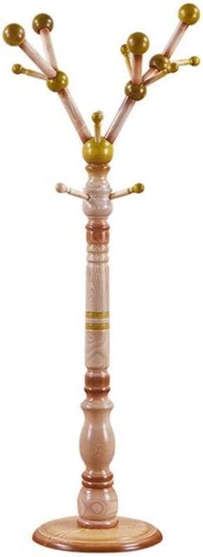 KRHINO Clothes rack and hat rack Coat Rack Simple Coat Stand, Solid Wood Coat Rack Single Pole Coat Hat Stand Storage Rack With Multiple Hooks Su