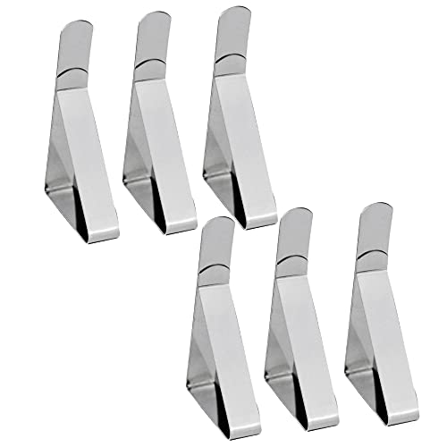 MIN-XL Tablecloth Clips, 6 Pieces Stainless Steel Table Cover Clamps, Adjustable Table Cloth Holders Clips for Outside, Home, Dining, Picnic, Par