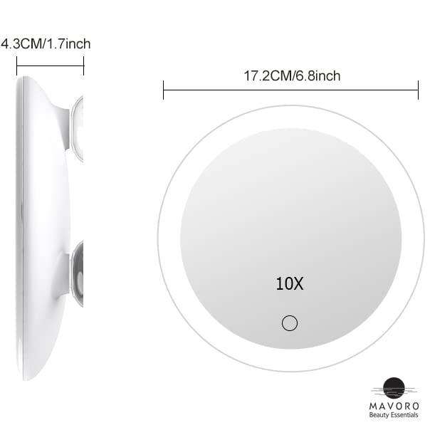Magnifying Mirror - Suction Cups (10X - LED Three Suction Cups)