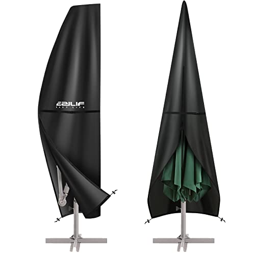 Ezilif Parasol Cover, 420D Oxford Cantilever Parasol Cover Waterproof/Windproof/Anti-UV, Parasol Covers Fit for 2.5-3.5M Garden Umbrellas(265*40/