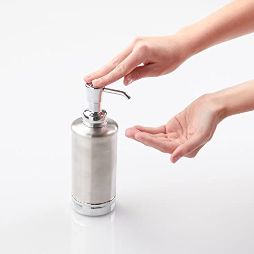 mDesign Set of 4 Stainless Steel Bathroom Accessories - Bathroom Set Including a Soap Dispenser, Soap Dish, Bathroom Tumbler and Toothbrush Holde