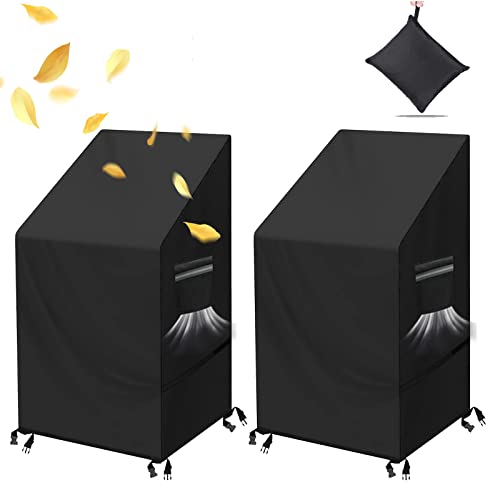Patio Stacking Chair Cover, 2pcs Outdoor Garden Chair Covers, Heavy Duty 210D Oxford Fabric Patio Chair Cover Waterproof Breathable Windproof Ant