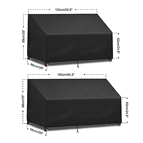 FlyLemon 3 Seater Garden Bench Cover,Breathable 420D Oxford Fabric, Waterproof UV Resistant Outdoor Bench Seat Cover (163 x 66 x 63 / 89cm)