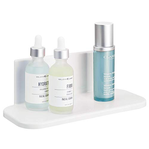 mDesign Self-Adhesive Bathroom Shelf – BPA-Free Plastic – Makeup Storage for Bathroom Mirror – Bathroom Storage for Bath Products and Cosmetics –