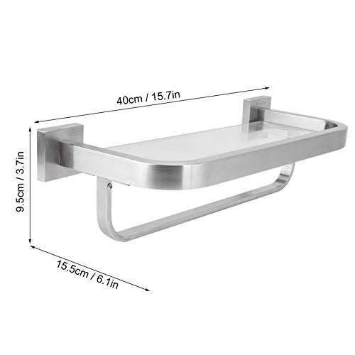 FVRTFT Bathroom Shelf Bathroom Shelves, Wall-Mounted Bathroom Glass Shelf Stainless Steel Storage Rack Tempered Glass Towel Bar Rail Bathroom Org