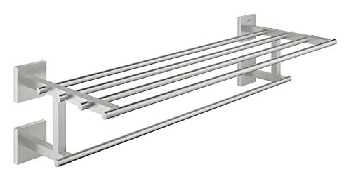 GROHE Start Cube Multi Towel Rack – Bathroom Wall Mounted Towel Shelf and Rail (Metal, Concealed Fastening, Including Screws and Dowels, Durable