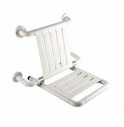 Bath Stools,Shower Stools Foldable Wall Bath Stool Space Wall-Mounted Shower Seat Stool with Backrest for Elderly Bathroom Shower Chair Folding A