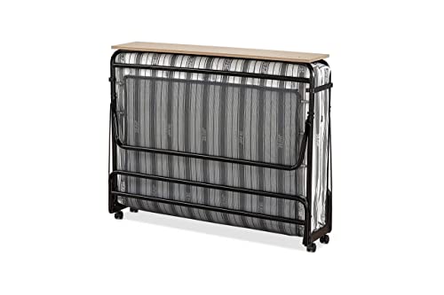 JAY-BE Supreme Bed with Rebound e-Fibre Mattress and Automatic Folding Legs, Steel, Black, Compact
