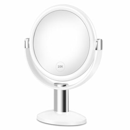 YoHumk Vanity Mirror Makeup Mirror with 1X/10X Magnification, 7 inch Round Double Sided Magnifying Mirror 360 Degree Swivel, Bedroom/Bathroom Cou