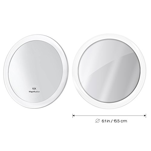 FRCOLOR 10X Magnifying Mirror with 3 Suction Cups, Cosmetic Make Up Mirror Folding Pocket Mirror 5.9 Inch (White)