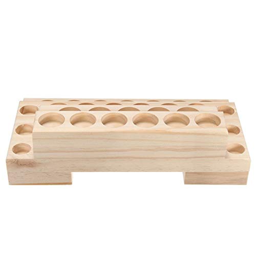 PhantomSky 30 Slots Wooden Aromatherapy Essential Oil Carrying Case, Natural Wood Essential Oil Organizer Storage Box Case Display Holds for Trav